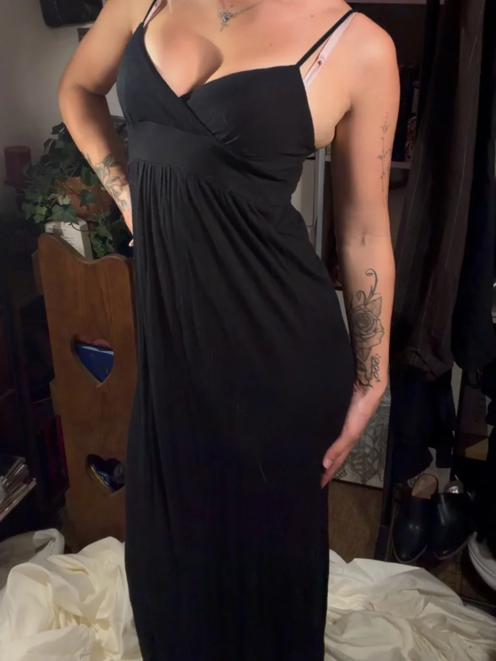 Black vneck maxi dress